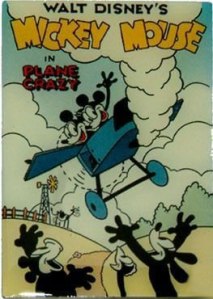 Poster do cartoon "Plane Crazy", 1928 - primeira aparição do Mickey Mouse