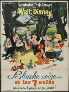 Poster do filme "Branca de Neve e os Sete Anões", 1937 - primeiro filme da Walt Disney